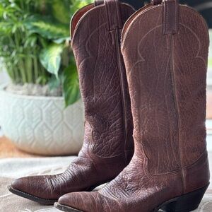 Vintage Nocona Brown Leather Cowboy Boots